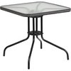 image:imageFlash Furniture Barker 28 Square Tempered Glass Metal Table with Dark Brown Rattan EdgingClear TopGray Rattan