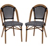 image:imageFlash Furniture Bordeaux Set of 2 IndoorOutdoor Commercial Bistro Stack Chairs  NavyWhite PE Rattan Back and Seat  Natural Bamboo Print Aluminum FrameBlack  WhiteNatural Frame
