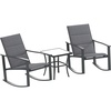 image:imageFlash Furniture Brazos 3 Piece Outdoor Rocking Chair Bistro Set with Flex Comfort Material and Metal Framed Glass Top Table BlackBlackBlack
