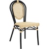 image:imageFlash Furniture Cannes IndoorOutdoor Commercial Thonet French Bistro Stack Chair  Natural PE Cane Rattan Back and Seat  White Metal FrameNaturalBlack Frame