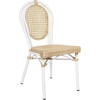 image:imageFlash Furniture Cannes IndoorOutdoor Commercial Thonet French Bistro Stack Chair  Natural PE Cane Rattan Back and Seat  White Metal FrameNaturalWhite Frame