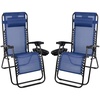 image:imageFlash Furniture Celestial Adjustable Folding Mesh Zero Gravity Reclining Lounge Chair with Pillow and Cup Holder Tray in Black Set of 2Navy