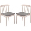image:imageFlash Furniture Chester Solid Wood Dining Chair Commercial Grade Restaurant Chair with Curved Spindle Backrest and Vinyl Padded Seat Set of 2 Antique WhiteBeigeBrown Vinyl SeatAntique White Wood Frame