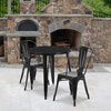 image:imageFlash Furniture Commercial Grade 30 Round Red Metal IndoorOutdoor Table Set with 2 Cafe ChairsBlack