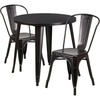 image:imageFlash Furniture Commercial Grade 30 Round Red Metal IndoorOutdoor Table Set with 2 Cafe ChairsBlackantique Gold