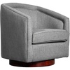 image:imageFlash Furniture Dean Upholstered Barrel Chair Commercial 360 Swivel Club Style Chair Sloped Armrests Woodgrain Vinyl Wrapped Metal Base Cream FabricGrey