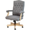 image:imageFlash Furniture Derrick Traditional Microfiber Tufted Swivel Office Chair with Wood Base Ergonomic Farmhouse HighBack Desk Chair Bomber BrownGray Fabric