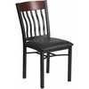 image:imageFlash Furniture Eclipse Series Vertical Back Black Metal and Walnut Wood Restaurant Chair with Black Vinyl SeatWalnut