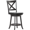 image:imageFlash Furniture Felicity Commercial Classic Crossback Barstool  Antique Oak Wood Frame  Black LeatherSoft Seat  Counter Height  360 Swivel Seat  FootrestBlack VinylGray Wash Walnut Frame