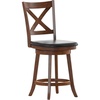 image:imageFlash Furniture Felicity Commercial Classic Crossback Barstool  Antique Oak Wood Frame  Black LeatherSoft Seat  Counter Height  360 Swivel Seat  FootrestBlack VinylAntique Oak Frame