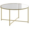 image:imageFlash Furniture Greenwich Collection Coffee Table  Modern Clear Glass Coffee Table  Crisscross Brushed Gold Frame