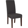 image:imageFlash Furniture Greenwich Series Black LeatherSoft Upholstered Panel Back MidCentury Parsons Dining ChairGray Fabric