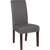 image:imageFlash Furniture Greenwich Series Black LeatherSoft Upholstered Panel Back MidCentury Parsons Dining ChairLight Gray Fabric