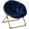 image:imageFlash Furniture Gwen Kids Cozy Mini Folding Saucer Chair  Navy Faux Fur Moon Chair  Soft Gold Metal Frame  23 Portable Folding Chair For Living Room or BedroomNavy Faux FurSoft Gold Frame