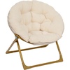 image:imageFlash Furniture Gwen Kids Cozy Mini Folding Saucer Chair  Navy Faux Fur Moon Chair  Soft Gold Metal Frame  23 Portable Folding Chair For Living Room or BedroomIvory Faux FurSoft Gold Frame