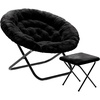 image:imageFlash Furniture Gwen Oversize Folding Saucer Chair  Ivory Sherpa Faux Fur Moon Chair  Soft Gold Metal Frame  38 Portable Folding Chair  for Dorm and BedroomBlack FabricBlack Frame