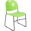 image:imageFlash Furniture HERCULES Series 880 lb Capacity Black UltraCompact Stack Chair with Chrome FrameGreen PlasticBlack Frame