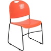 image:imageFlash Furniture HERCULES Series 880 lb Capacity Black UltraCompact Stack Chair with Chrome FrameOrange PlasticBlack Frame