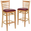 Burgundy Vinyl Seat/Natural Wood Frame