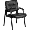 image:imageFlash Furniture Haeger LeatherSoft Tufted Executive Reception Chair with Padded Armrests Upholstered Side Chair for Living Room or Office BlackBlack LeathersoftBlack Frame