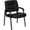 image:imageFlash Furniture Haeger LeatherSoft Tufted Executive Reception Chair with Padded Armrests Upholstered Side Chair for Living Room or Office BlackBlack LeathersoftTitanium Frame