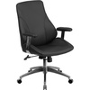 image:imageFlash Furniture Hansel MidBack Black LeatherSoft Smooth Upholstered Executive Swivel Office Chair with ArmsBlack
