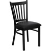 image:imageFlash Furniture Hercules Series Vertical Back Metal Restaurant Chairs Upholstered Armless Dining Chairs for RestaurantsKitchens Set of 2 BlackBlack Vinyl Seat