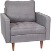 image:imageFlash Furniture Hudson Commercial MidCentury Modern Chair  Dark Gray Faux Linen Upholstery  Buttonless Tufted Seat  Solid Wood LegsSlate Gray