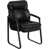 image:imageFlash Furniture Isla LeatherSoft Executive Side Reception Chair with Padded Arms and Sled Base Upholstered Side Chair for Living RoomOffice BlackBlack Leathersoft