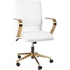 image:imageFlash Furniture James MidBack Designer Executive Office Chair  Black LeatherSoft Upholstery  Brushed Gold Base and Arms  Height Adjustable 360 Swivel SeatWhiteGold