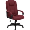 image:imageFlash Furniture Jessica High Back Black LeatherSoft Executive Swivel Office Chair with ArmsBurgundy Fabric