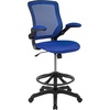 image:imageFlash Furniture Kale MidBack White Mesh Ergonomic Drafting Chair  Adjustable Foot Ring FlipUp ArmsBlue