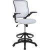 image:imageFlash Furniture Kale MidBack White Mesh Ergonomic Drafting Chair  Adjustable Foot Ring FlipUp ArmsWhite