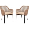 image:imageFlash Furniture Kallie Set of 2 IndoorOutdoor Stacking Club Chairs with Arms  UV Resistant Woven Natural Seat  Ivory Zippered Cushions  Black Aluminum FrameNatural