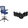 image:imageFlash Furniture Kelista MidBack Black Mesh Ergonomic Drafting Chair amp Waylon Set of 5 Transparent Polyurethane Replacement Wheels for Gaming Business and Home Office ChairsBlue Mesh