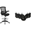 image:imageFlash Furniture Kelista MidBack Black Mesh Ergonomic Drafting Chair amp Waylon Set of 5 Transparent Polyurethane Replacement Wheels for Gaming Business and Home Office ChairsBlack Mesh