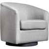 image:imageFlash Furniture Landon Upholstered Barrel Chair Commercial 360 Swivel Club Style Chair Sloped Armrests Woodgrain Vinyl Wrapped Metal Base Light Gray FabricLight Gray