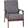 image:imageFlash Furniture Langston Commercial Mid Century Modern Chair  Gray Faux Linen Upholstery  Walnut Finish Wooden Frame and Arms  Extra Supportive Sinuous SpringsDark Gray Faux Linen
