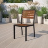 image:imageFlash Furniture Lark Outdoor Stackable Side Chair with Faux Teak Poly Slats Set of 2Teak