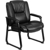 image:imageFlash Furniture LeatherSoft Executive Reception Chair with Padded Armrests and Sled Base Upholstered Side Chair for Living Room or Office Black