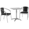 image:imageFlash Furniture Lila 235 Square Aluminum IndoorOutdoor Table Set with 2 Dark Brown Rattan ChairsBlack