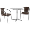image:imageFlash Furniture Lila 235 Square Aluminum IndoorOutdoor Table Set with 2 Dark Brown Rattan ChairsDark Brown