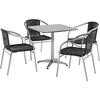 image:imageFlash Furniture Lila 275 Square Aluminum IndoorOutdoor Table Set with 4 Dark Brown Rattan ChairsBlack