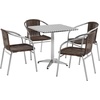 image:imageFlash Furniture Lila 275 Square Aluminum IndoorOutdoor Table Set with 4 Dark Brown Rattan ChairsDark Brown