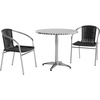 image:imageFlash Furniture Lila 315 Round Aluminum IndoorOutdoor Table Set with 2 Dark Brown Rattan ChairsBlack