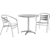 image:imageFlash Furniture Lila 315 Round Aluminum IndoorOutdoor Table Set with 2 Slat Back Chairs0