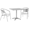 image:imageFlash Furniture Lila 315 Square Aluminum IndoorOutdoor Table Set with 2 Slat Back Chairs0