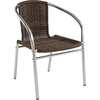 image:imageFlash Furniture Lila 4 Pack Commercial Aluminum and Beige Rattan IndoorOutdoor Restaurant Stack ChairAluminum and Dark Brown