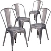 image:imageFlash Furniture Lincoln Clear Coated Metal Indoor Stackable ChairSet of 4