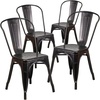 image:imageFlash Furniture Luke Commercial Grade 4 Pack BlackAntique Gold Metal IndoorOutdoor Stackable Chair